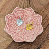 Breloque coeur fleuri de printemps argent ou or