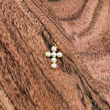 Joli croix or avec perle blanche