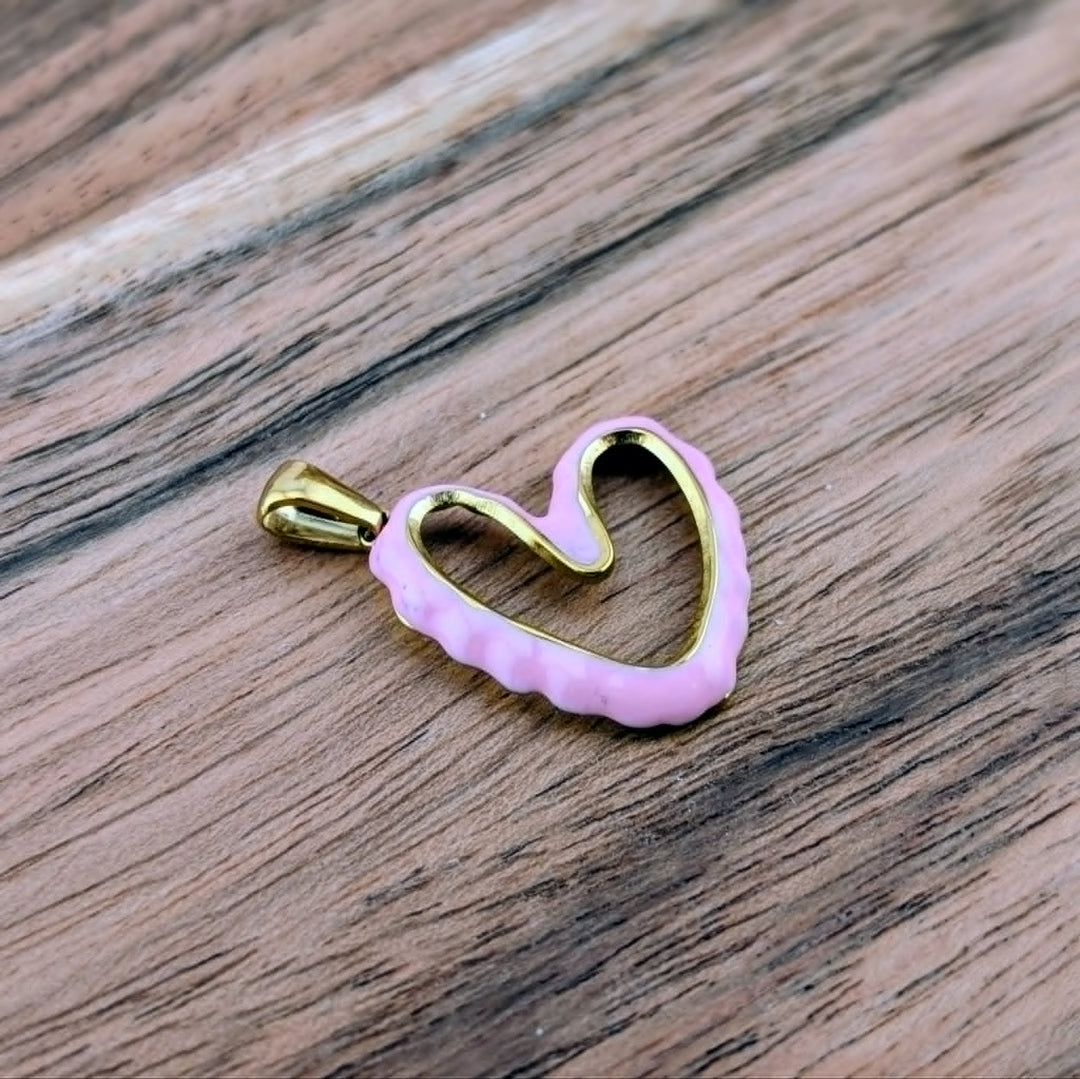 Breloque coeur aux couleurs pastel rose blanc ou lilas