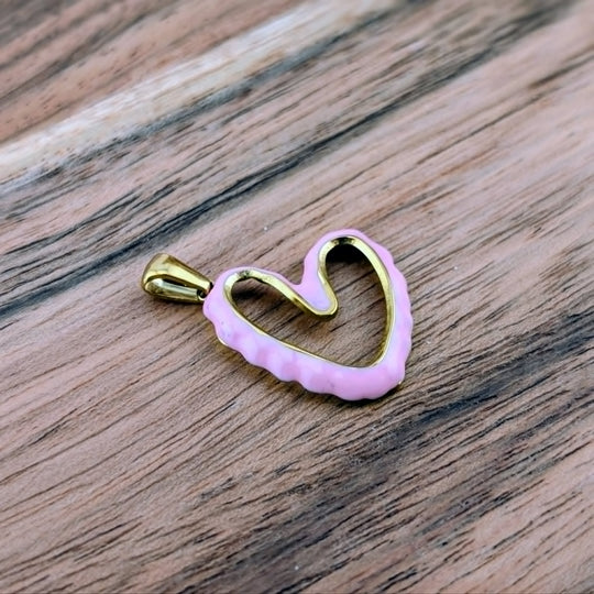 Breloque coeur aux couleurs pastel rose blanc ou lilas