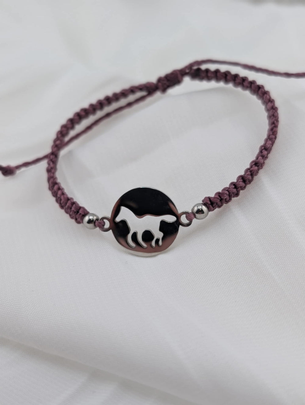 Bracelets de micro macramé linhasita cheval lilas et mauve
