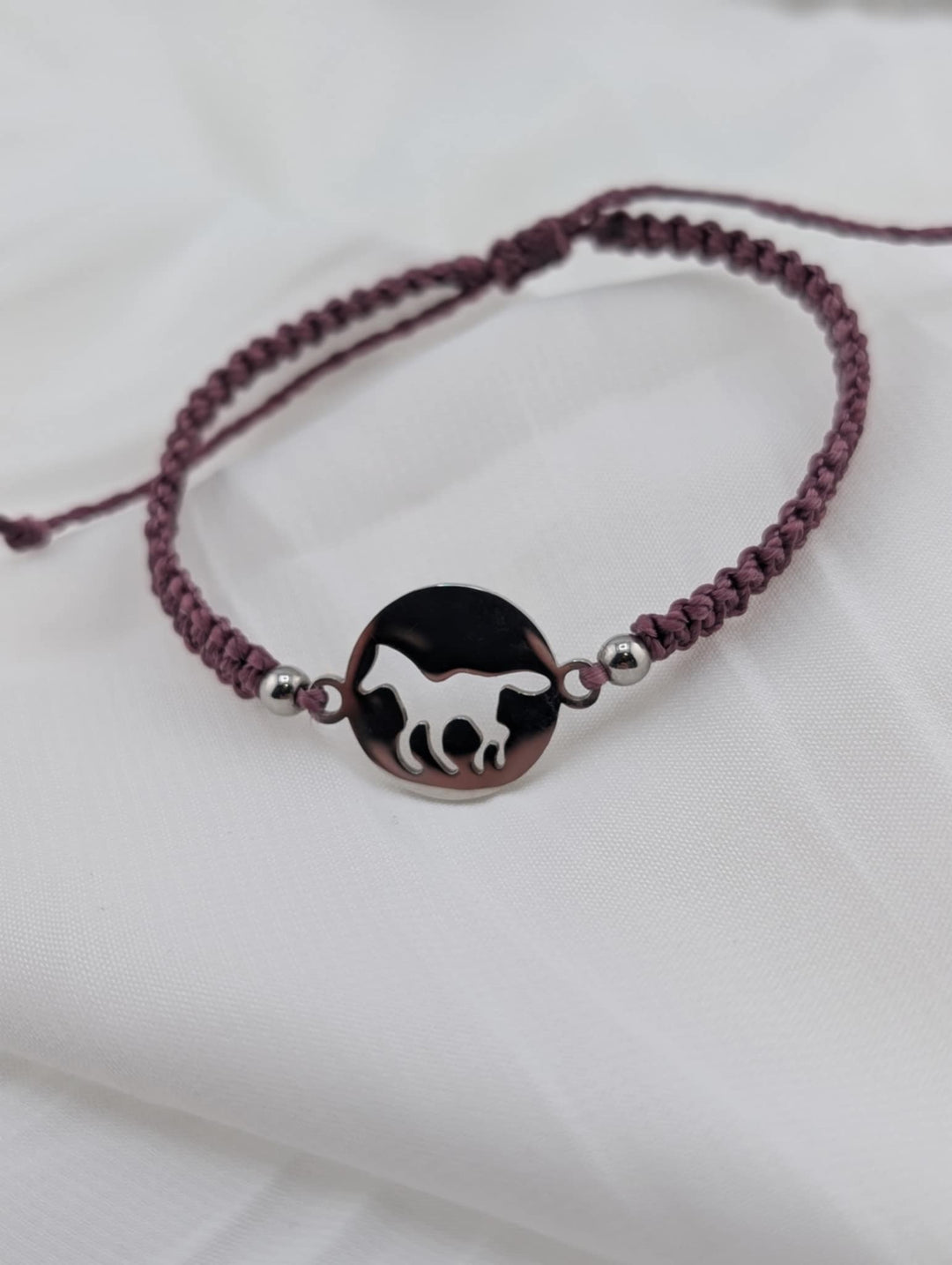 Bracelets de micro macramé linhasita cheval lilas et mauve