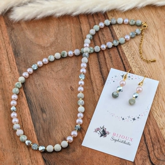 Collier douceur lilas et menthe