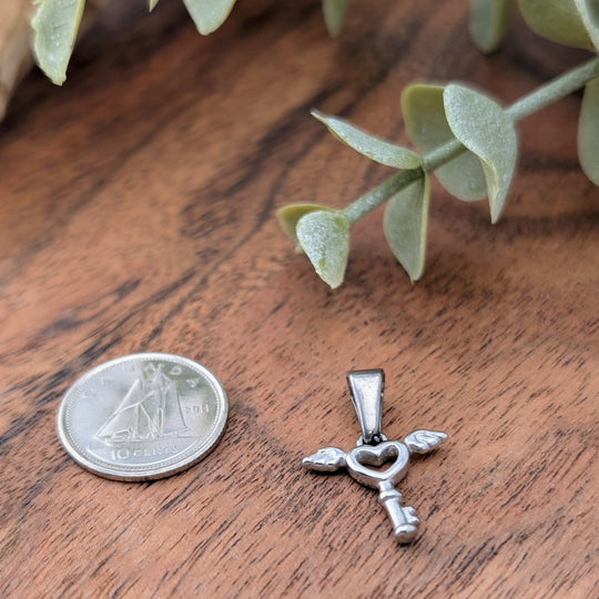 Breloque de mini clé de mon coeur argent