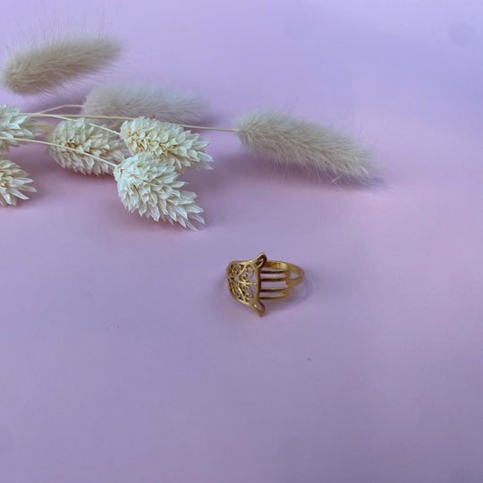 Bague main de fatma or ou argent en acier inoxydable
