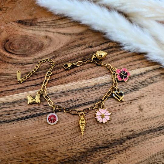 Bracelet à breloques zeste rosé
