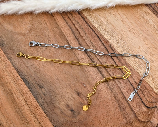 Chaine de bracelet de style trombone doré ou argenté