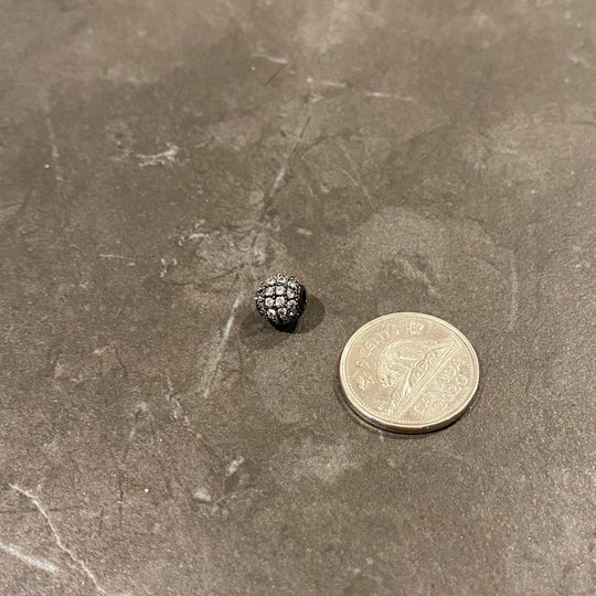 Breloque ronde noir pavé de zircon argent 8mm
