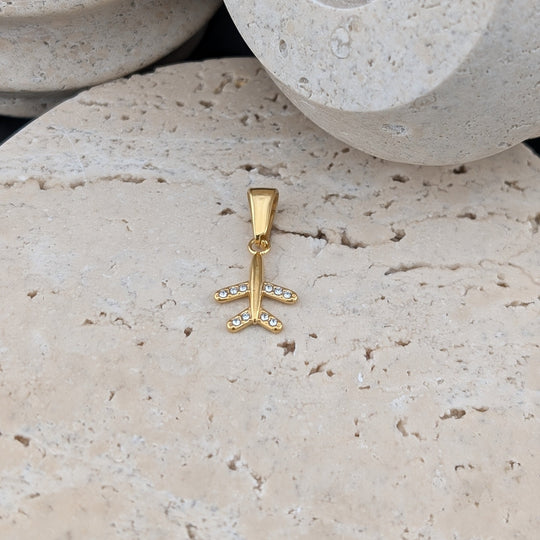 Avion or ou argent avec zircon brillant