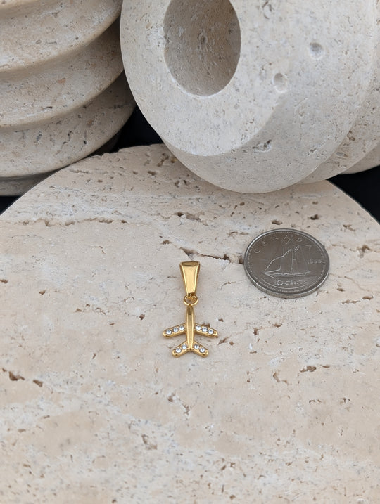 Avion or ou argent avec zircon brillant