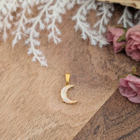 Breloque croissant de lune pailletté
