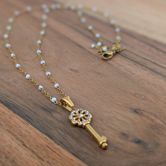 Collier La Délicate blanche &amp; Doré