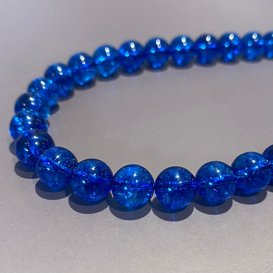 Corde de quartz bleu craquelé 8mm