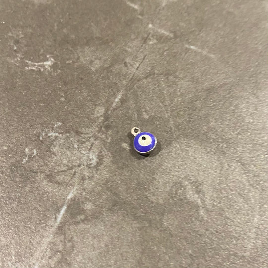 Breloque troisième oeil bleu ronde en acier inoxydable