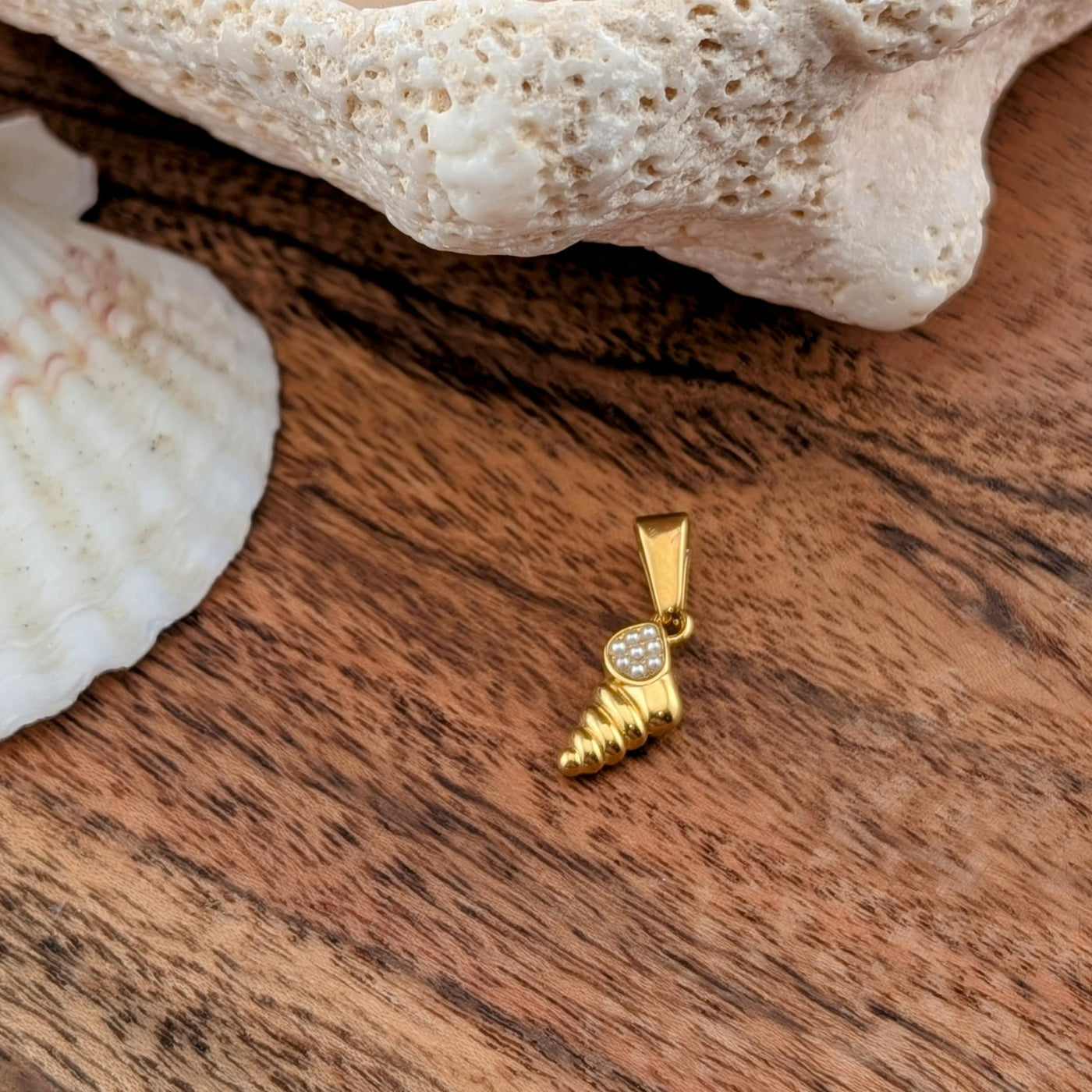 Coquillage spirale & mini perle