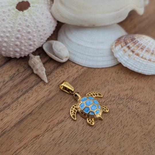 Breloque de petite tortue bleu en 3d