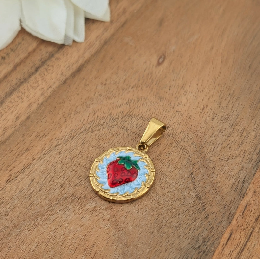 Médaillon fruité de fraise or ou argent