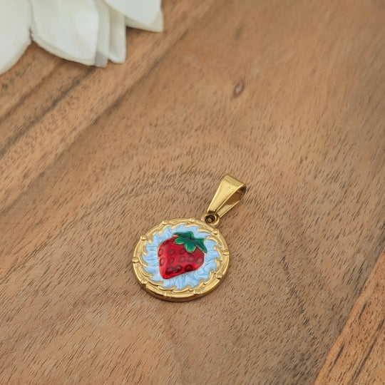 Médaillon fruité de fraise or ou argent