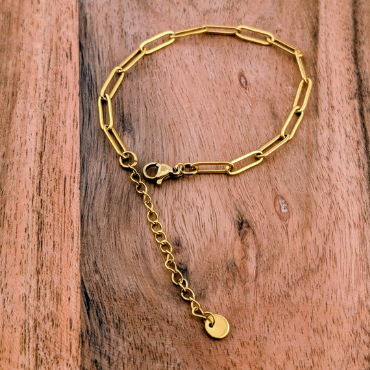 Chaine de bracelet de style trombone doré ou argenté