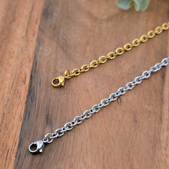 Bracelet maille ovale texturé or ou argent