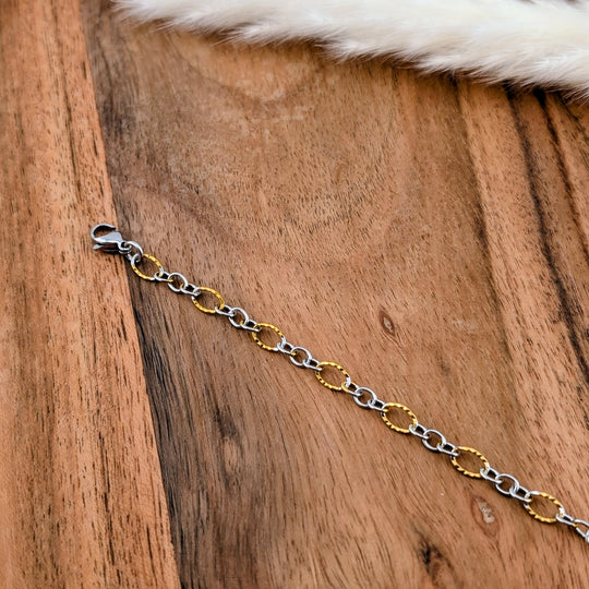 Chaine de bracelet deux couleurs avec petites ou grandes mailles