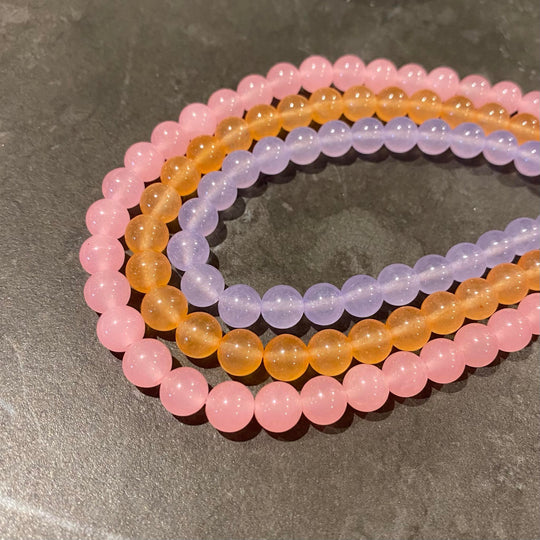 Expansion Pack - Lot de 3 cordes de pierres 8mm jade rose pêche et lilas translucide