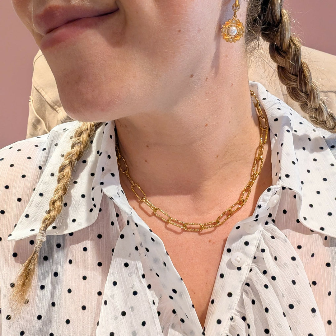 Grande chaîne trombone texturé avec fermoir régulier ou incognito de couleur au choix
