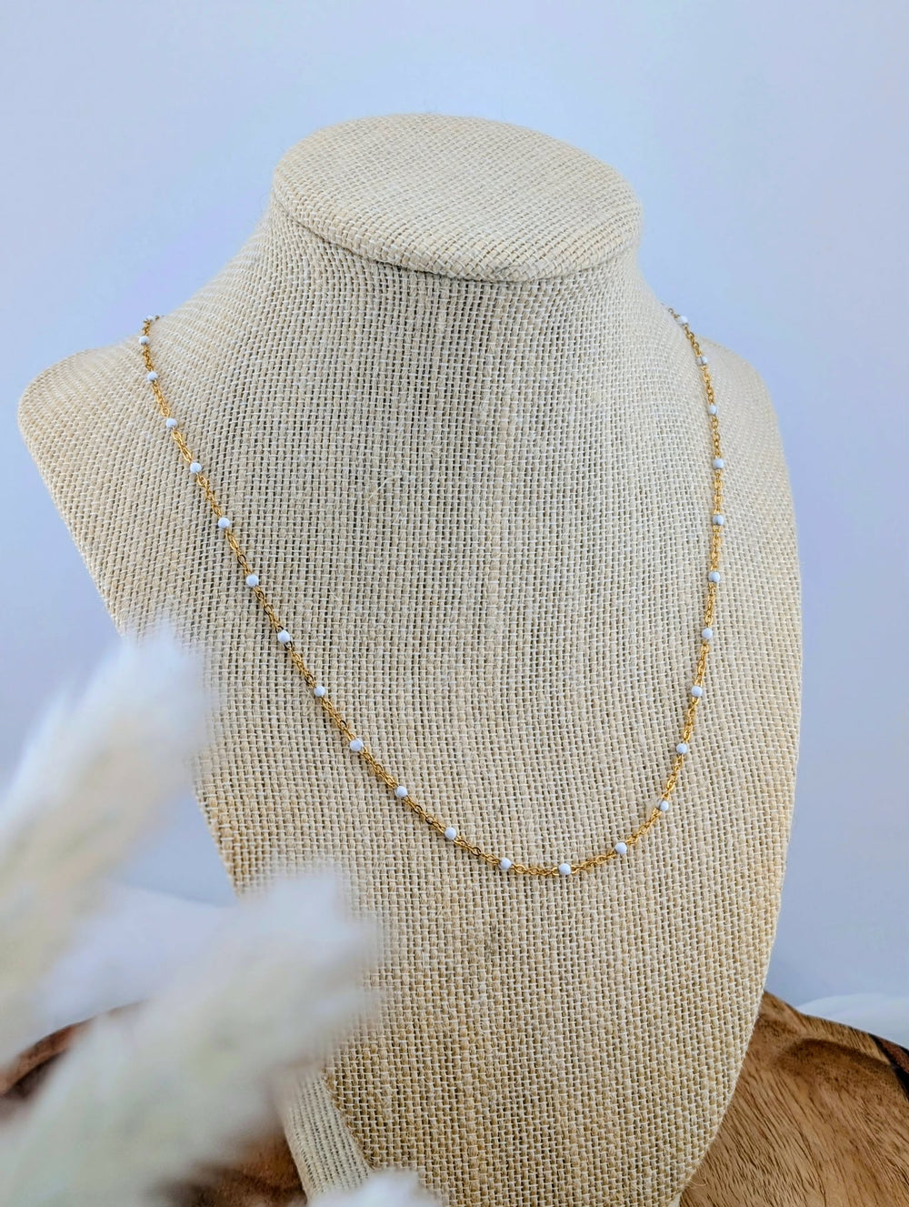Collier La Délicate blanche & Doré