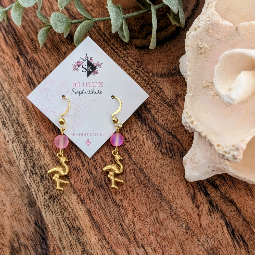 Boucles d'oreilles flamants roses