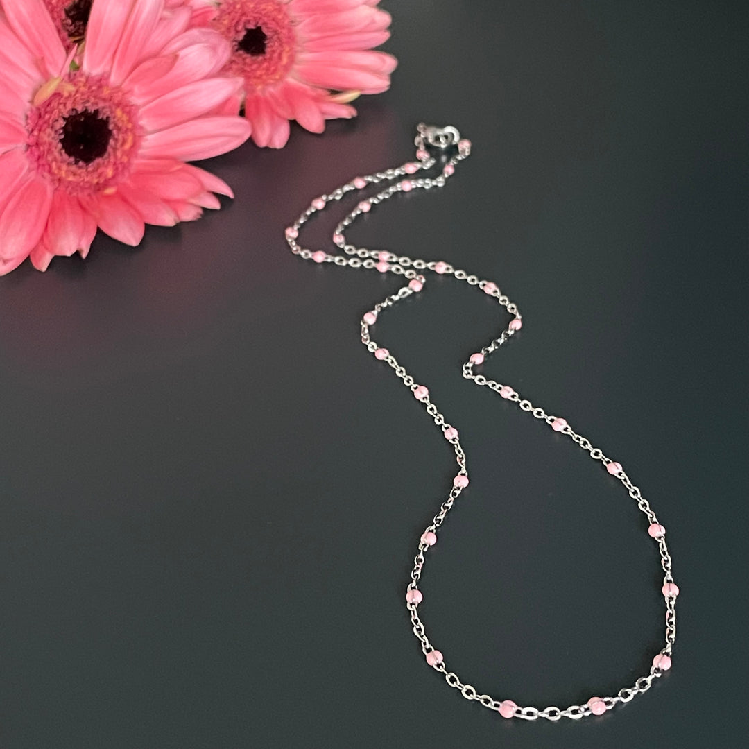 Collier La Délicate Rose &amp; Argent