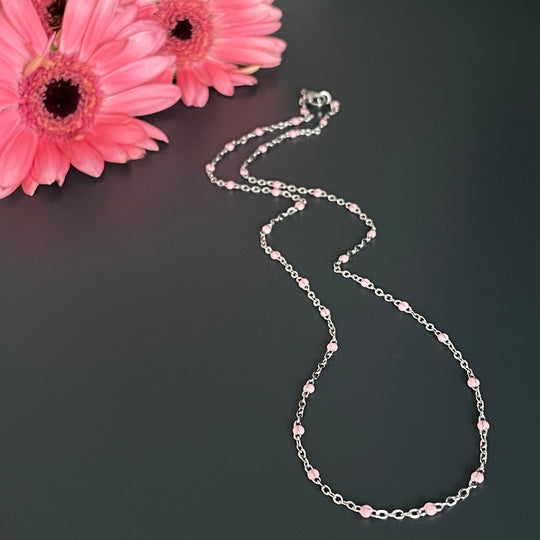 Collier La Délicate Rose &amp; Argent