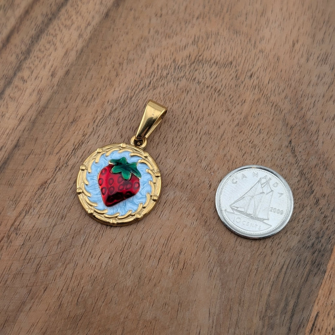 Médaillon fruité de fraise or ou argent