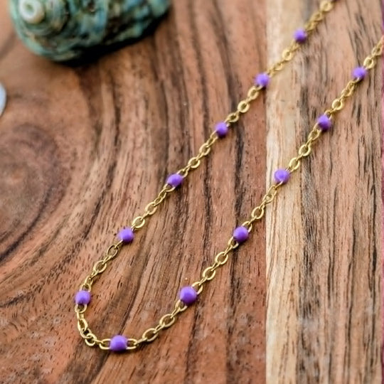 Collier La Délicate lilas &amp; Doré