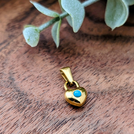 Breloque de coeur cadenas turquoise