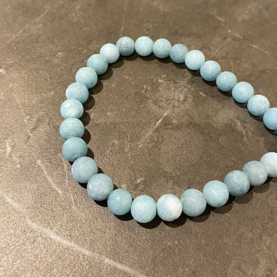Corde de jade bleu matte 8 mm