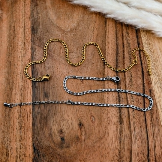 Chaine de bracelet figaro or ou argent en acier inoxydable