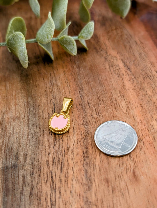 Breloque petite tulipe rose et blanche