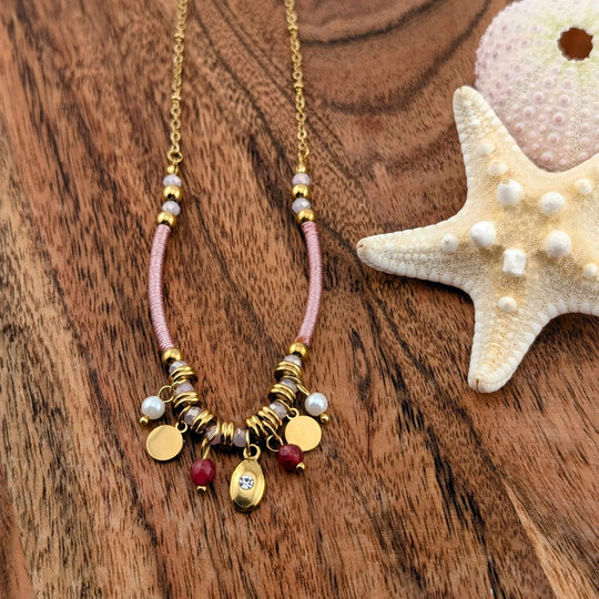 Collier La bohémienne rose