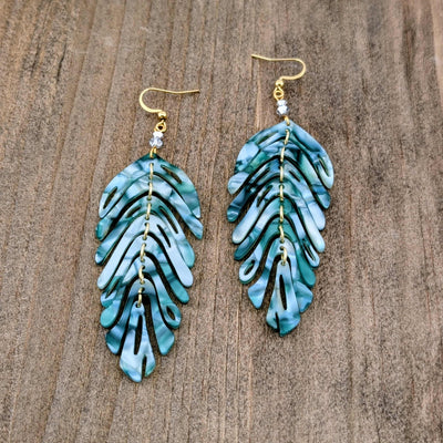 Boucles d'oreilles Breezy couleur bleu vert et nacré