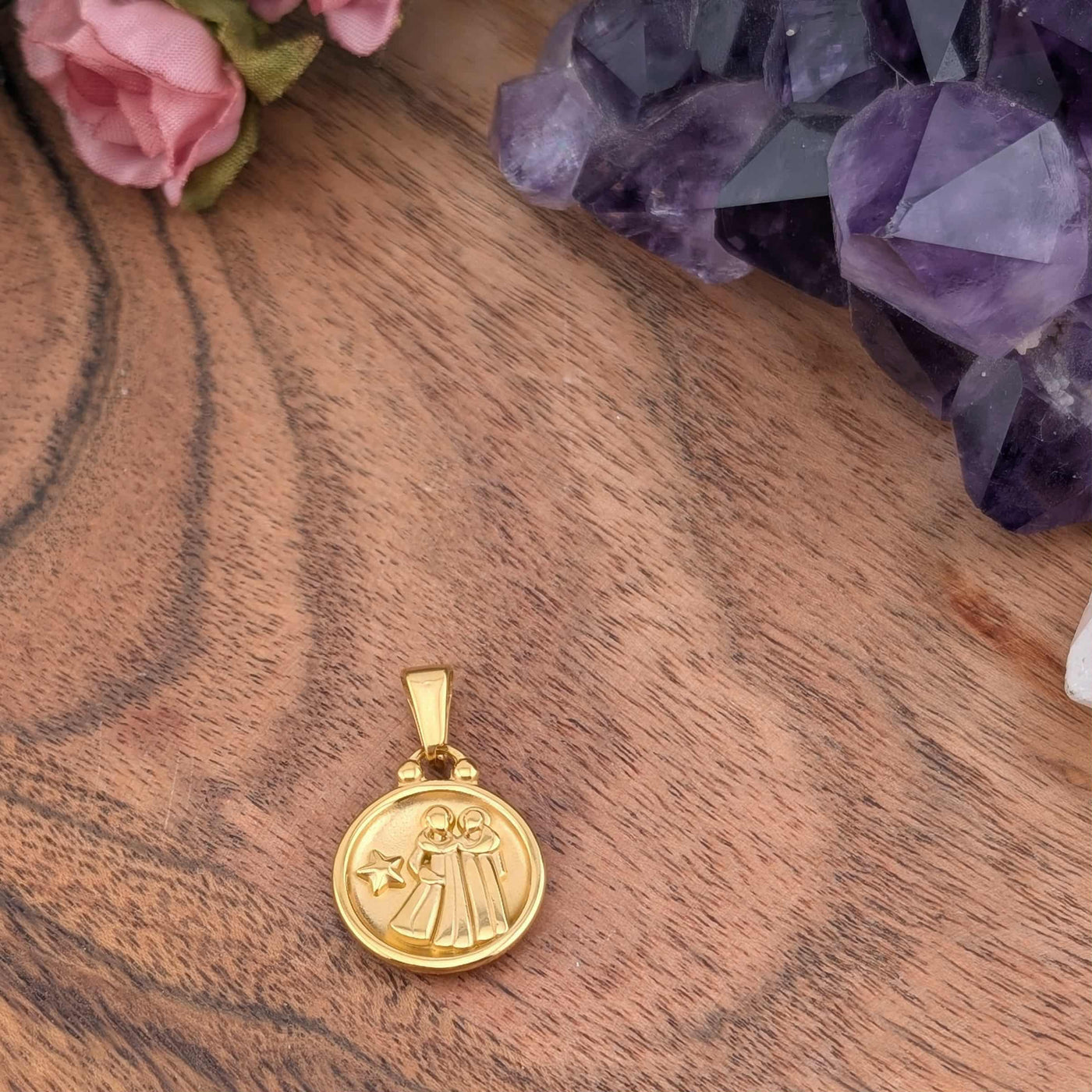 Breloque de signe astrologique et constellation double face