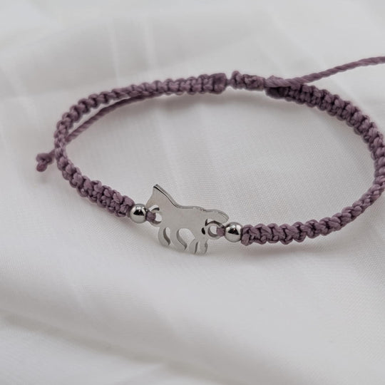 Bracelets de micro macramé linhasita cheval lilas et mauve