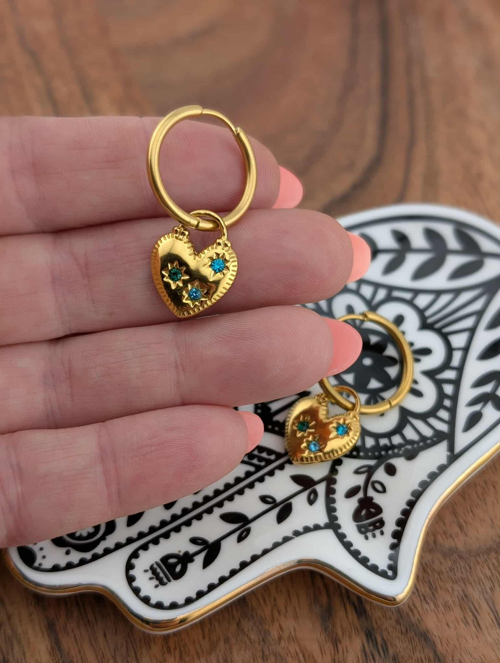 Duo de breloques pour boucles d'oreilles coeur émerveillé bleu