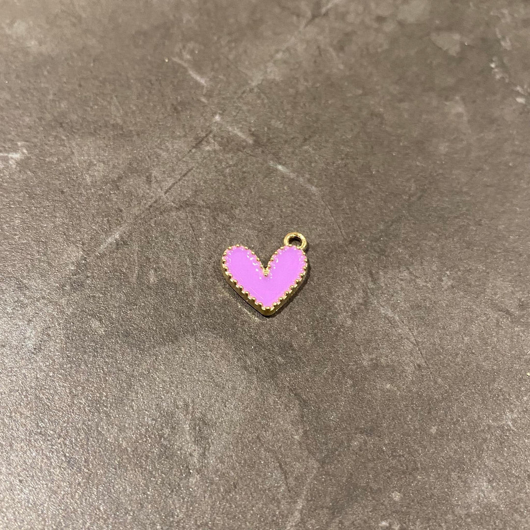 Breloque de coeur pêche ou lilas au choix