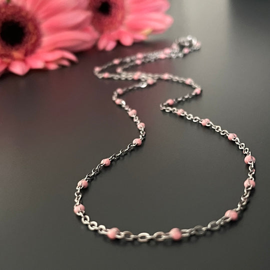 Collier La Délicate Rose &amp; Argent