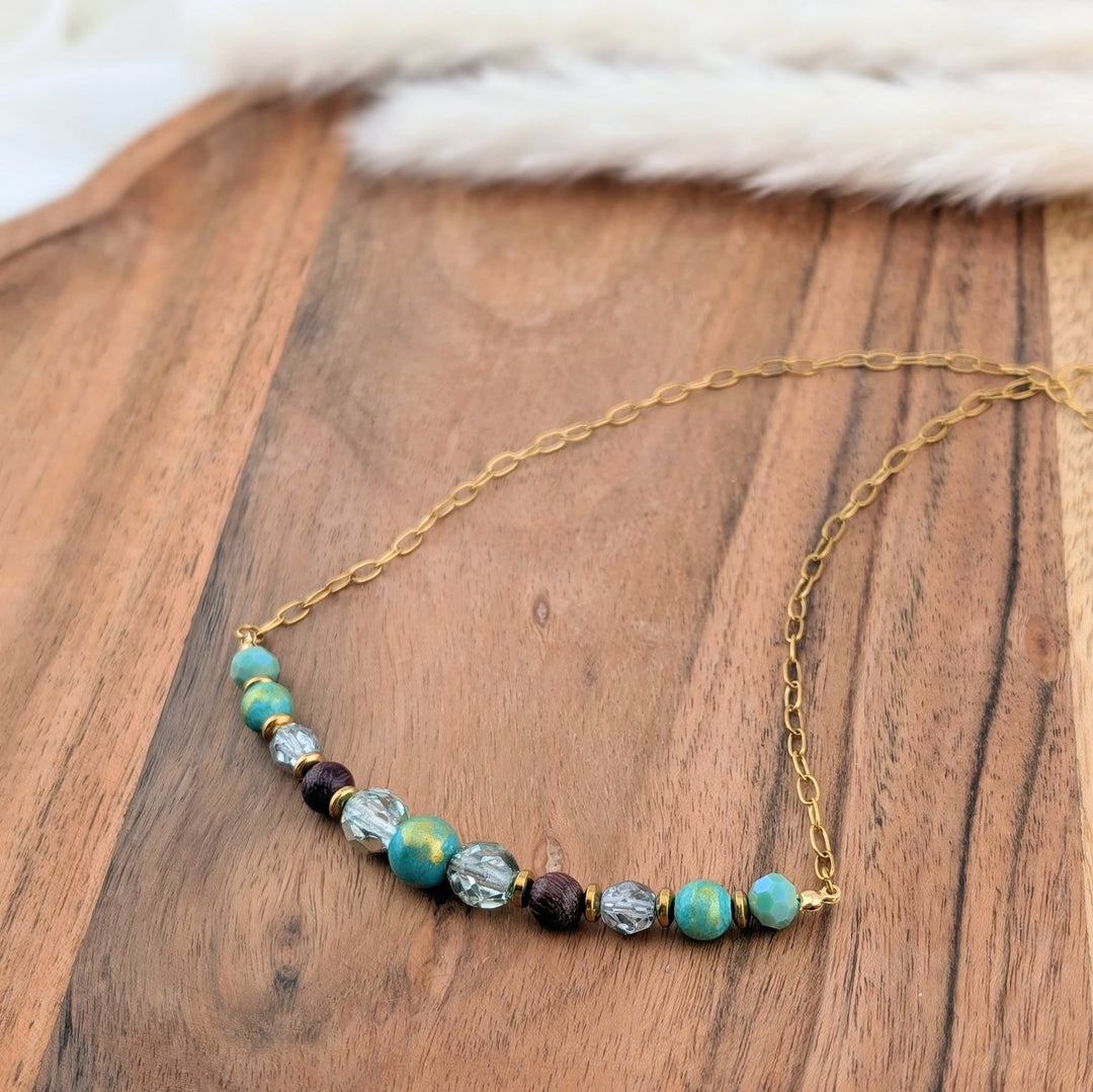 Collier Artsy prune et turquoise