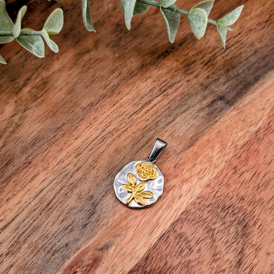 Breloque de Rose argent et or