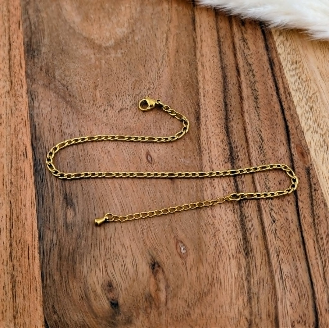 Chaine de bracelet figaro or ou argent en acier inoxydable