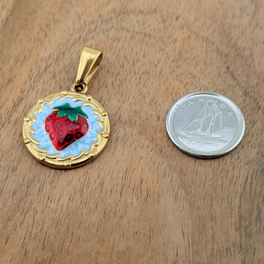 Médaillon fruité de fraise or ou argent