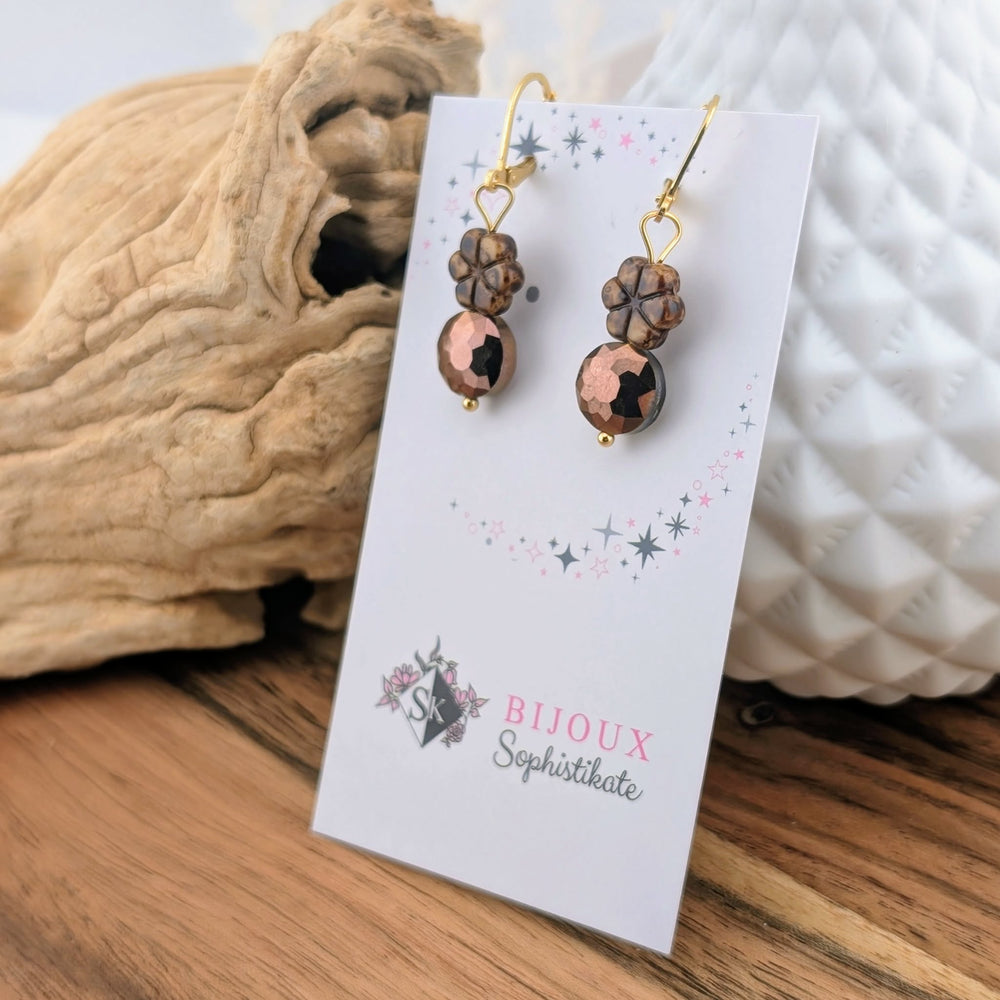 Boucles d'oreilles Fleur bronze