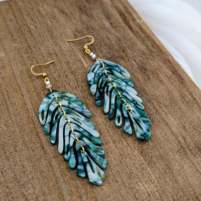 Boucles d'oreilles Breezy couleur bleu vert et nacré
